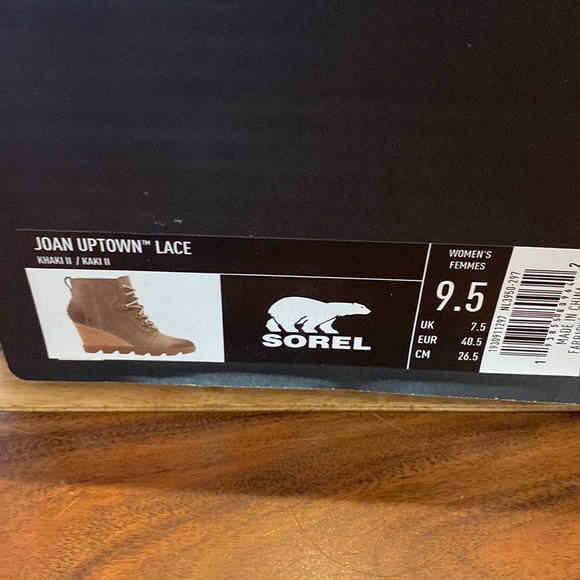 Sorel Joan Uptown Lace Khaki size 9.5 wedge boots worn once - Picture 4 of 5